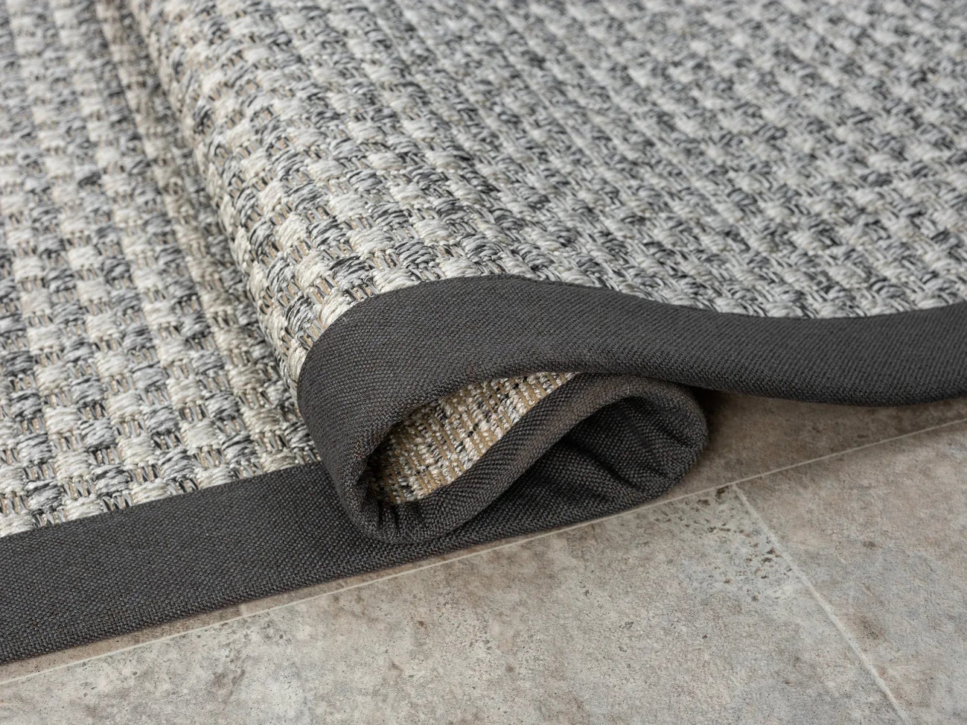 Himalaya Antrasit Kumaş Bordürlü 667 Gri Sisal Halı - HVHB14 - HALI VAGONU