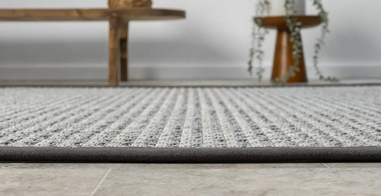 Himalaya Antrasit Kumaş Bordürlü 667 Gri Sisal Halı - HVHB14 - HALI VAGONU