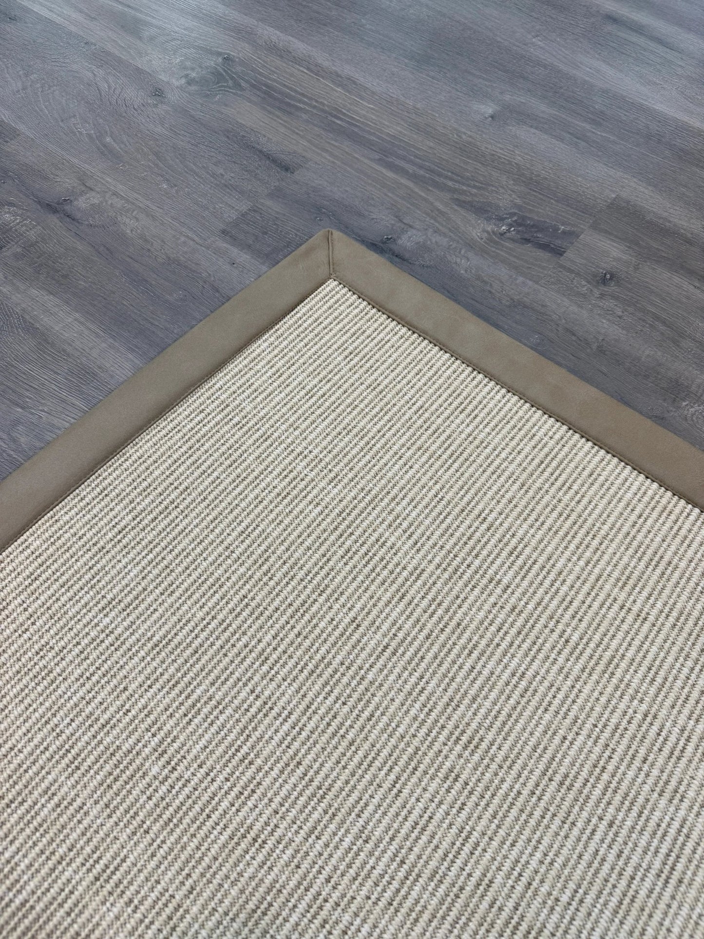 Himalaya Bej Deri Bordürlü 663 Krem Sisal Halı - El Yapımı, Dayanıklı, Modern Tasarım - HVHB33 - HALI VAGONU