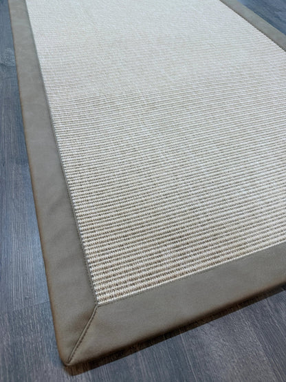 Himalaya Bej Deri Bordürlü 663 Krem Sisal Halı - El Yapımı, Dayanıklı, Modern Tasarım - HVHB33 - HALI VAGONU