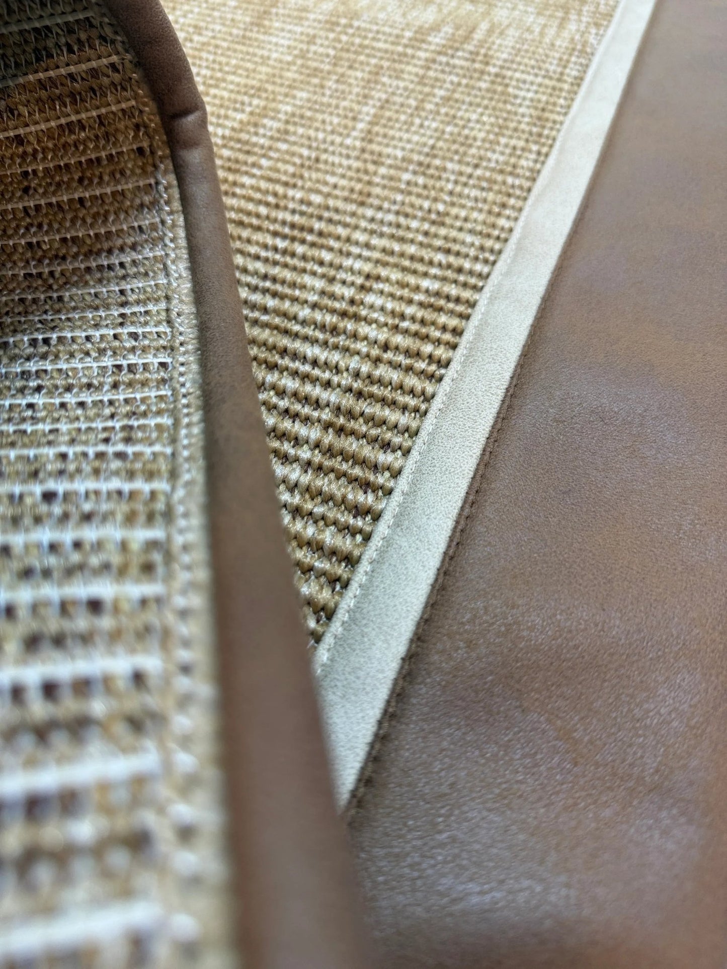 Himalaya Kahve Bej Çift Renk Deri Bordürlü 663 Gold Sisal Halı - El Yapımı, Dayanıklı, Modern Tasarım - HVHB29 - HALI VAGONU