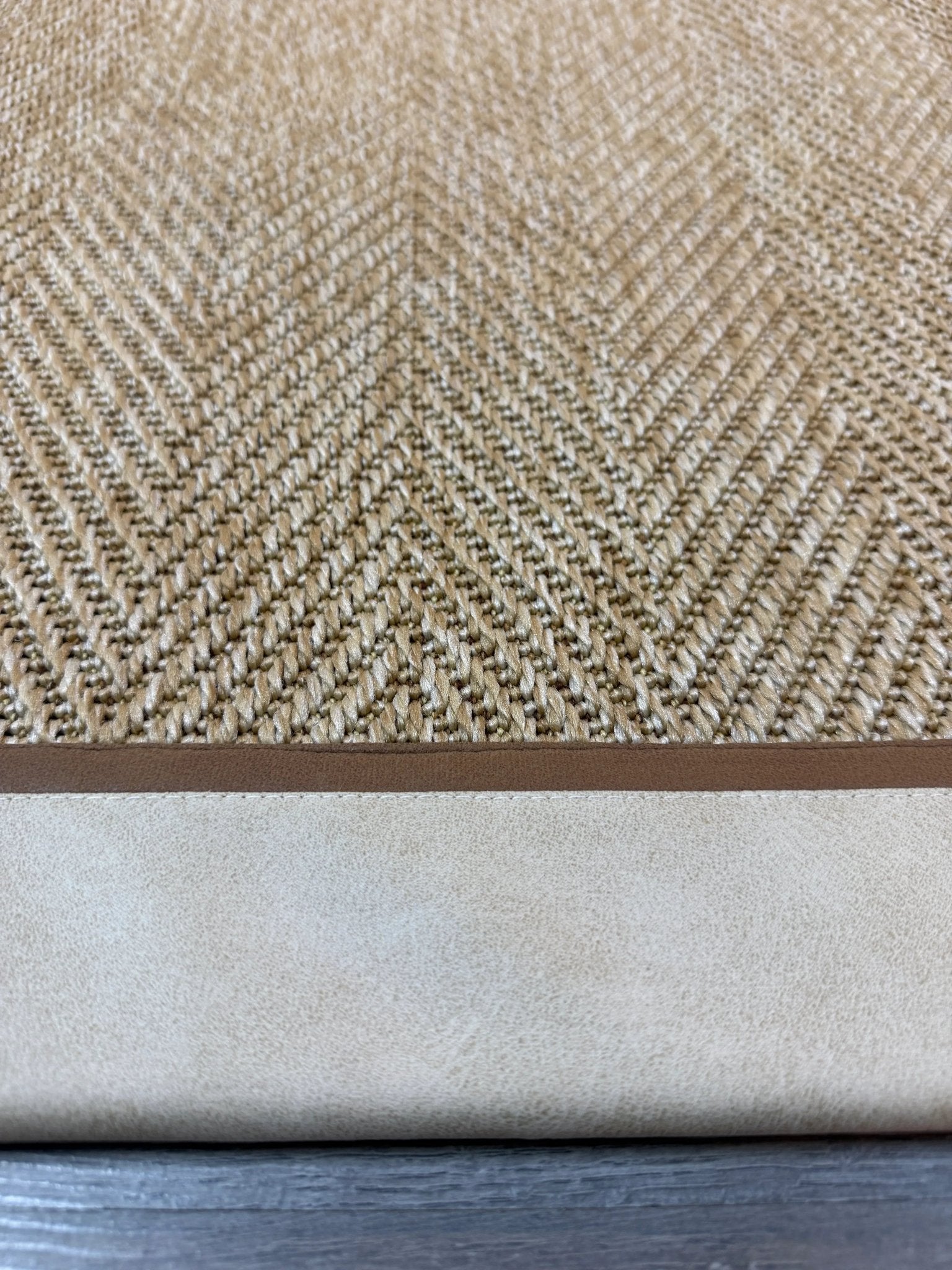 Himalaya Krem Kahve Çift Renk Deri Bordürlü 665 Bej Sisal Halı - El Yapımı, Dayanıklı, Modern Tasarım - HVHB30 - HALI VAGONU