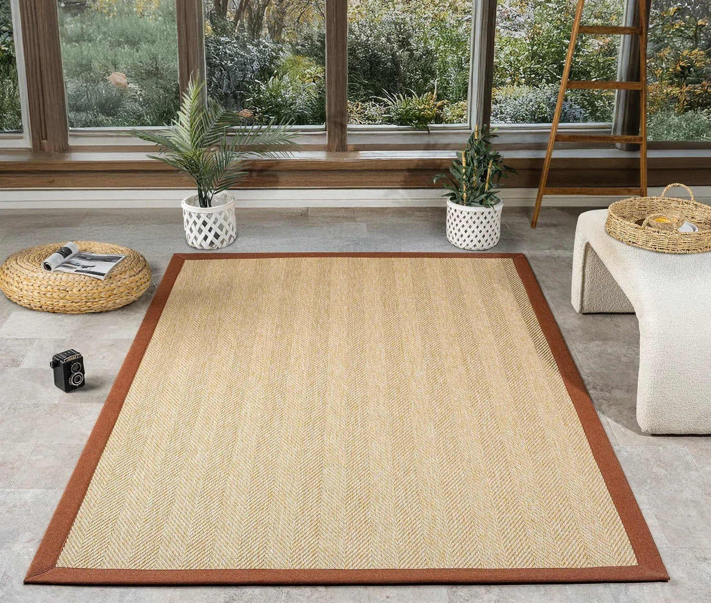 Himalaya Terra Kumaş Bordürlü 665 Bej Sisal Halı - HVHB17 - HALI VAGONU