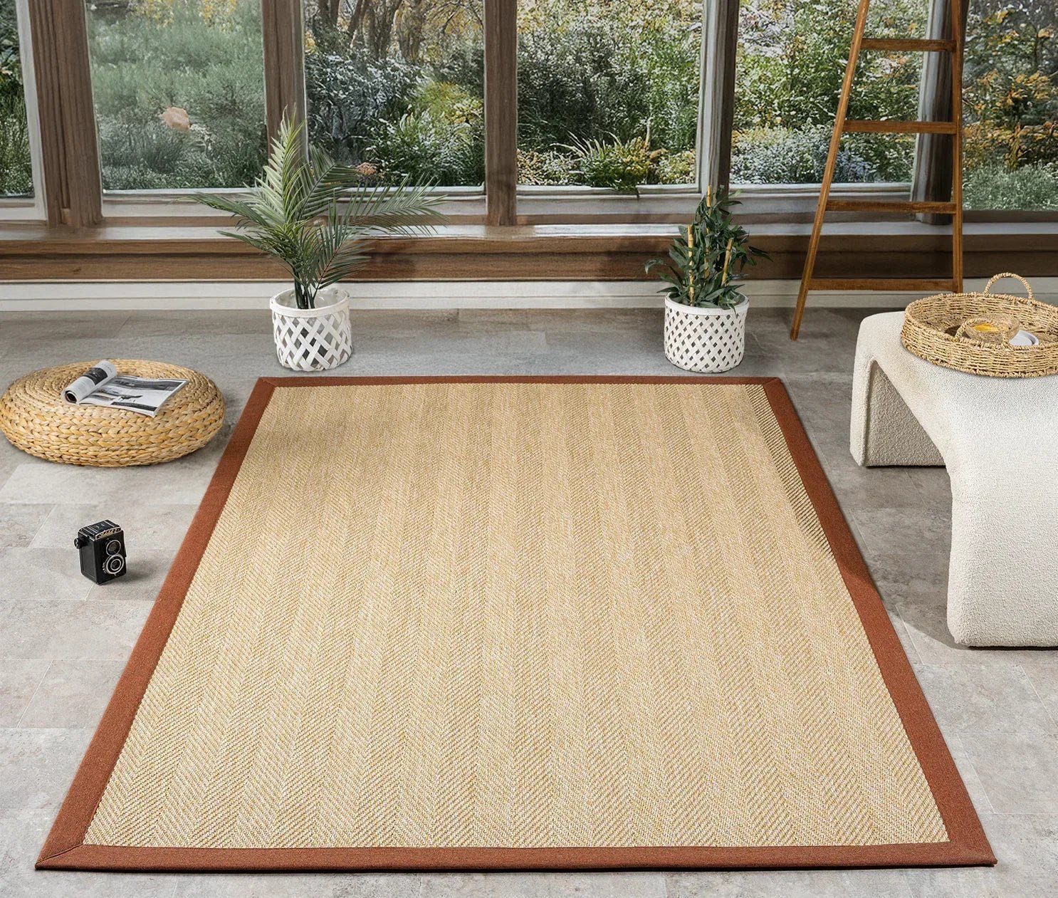 Himalaya Terra Kumaş Bordürlü 665 Bej Sisal Halı - HVHB17 - HALI VAGONU