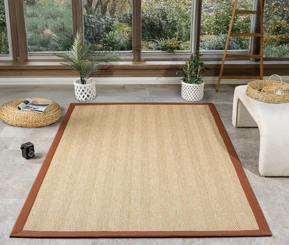 Himalaya Terra Kumaş Bordürlü 665 Bej Sisal Halı - HVHB17 - HALI VAGONU