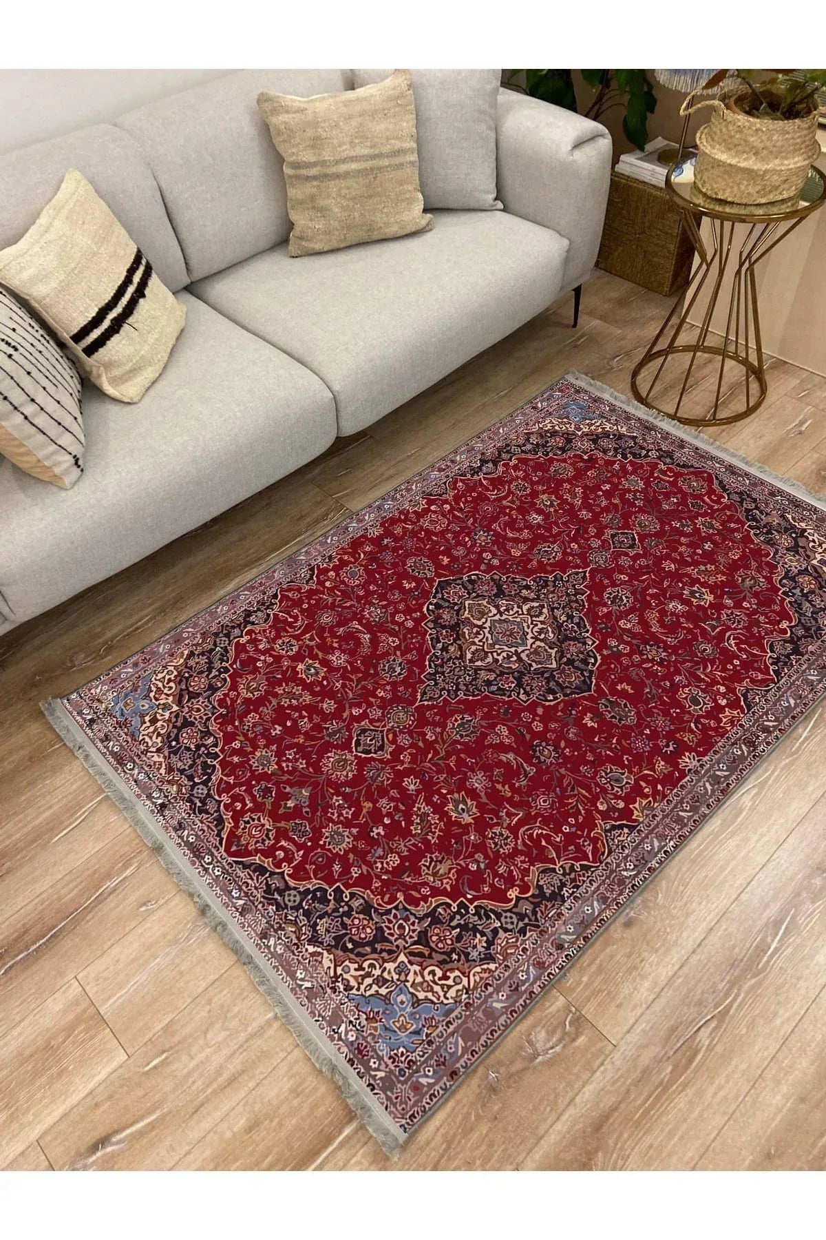 HV 2167 Etnik Desenli Yıkanabilir Kaymaz Tabanlı Salon Halısı, Koridor Ve Mutfak Halısı Kilim - HALI VAGONU