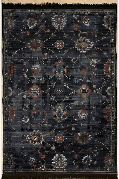 HV 54 Modern Stil Kreatif Siyah Halı Ve Kilim Salon Halısı Saçaklı Yıkanabilen Dekoratif Halı - HALI VAGONU