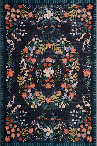 HV 61 Modern Stil Lacivert Tonda HV Halı Ve Kilim Salon Halısı Saçaklı Yıkanabilen Halı - HALI VAGONU