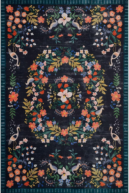 HV 61 Modern Stil Lacivert Tonda HV Halı Ve Kilim Salon Halısı Saçaklı Yıkanabilen Halı - HALI VAGONU