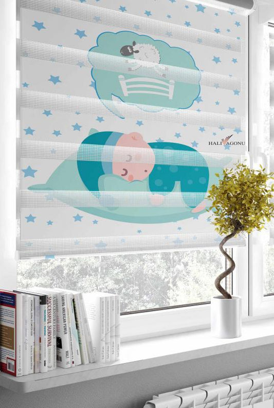 HV306 Uyuyan Bebek Zebra Perde - Modern ve fonksiyonel tasarımı ile oturma alanlarınıza şıklık katacak zebra perde modeli.