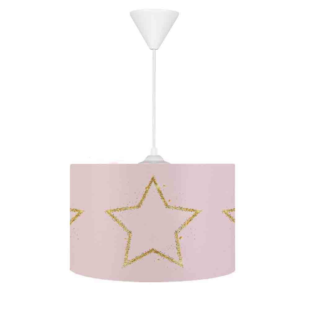 HV309PA Yıldızlı Pembe Gold Odası Sarkıt Avize, yumuşak dokulu tay tüyü kumaş kaplamasıyla şık ve modern bir tasarım sunuyor. 30cm çapında, 20cm yüksekliğinde ve ayarlanabilir kablo boyu ile her ortamda kullanıma uygun.