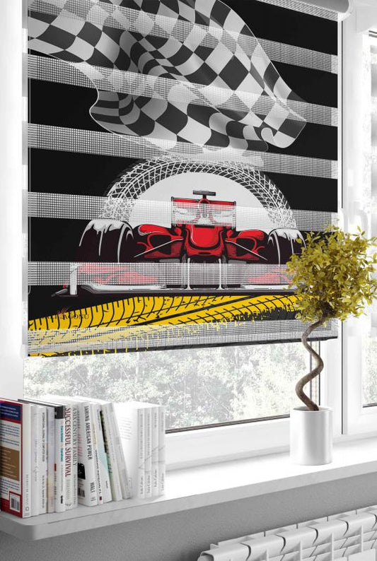 HV316S Yarış Arabalı Siyah Zebra Perde