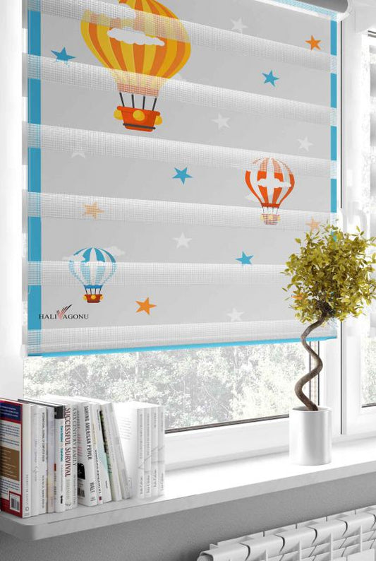 HV317 Uçan Balonlu Zebra Perde - Modern tasarımı ve pratik kullanımı ile evinizin dekorasyonuna şıklık katacak.