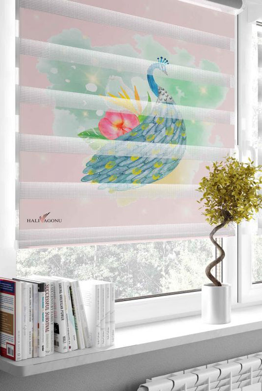 HV329 Tavuş Kuşu Zebra Perde