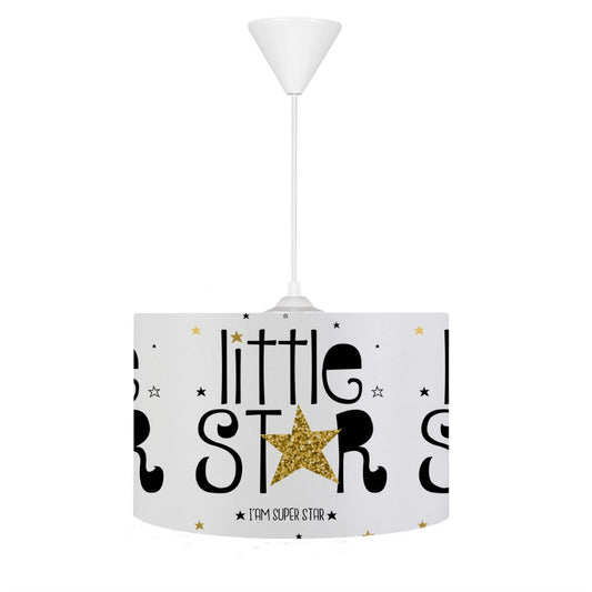 HV333B Little Star Yıldızlı Beyaz Odası Sarkıt Avize - Şık ve modern tasarım, 30cm çapında, kolay temizlenebilir tay tüyü kumaş kaplama ile!