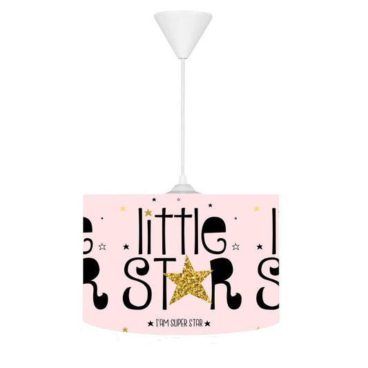 HV333P Little Star Yıldızlı Pembe Odası Sarkıt Avize'nin şık görünümü, pembe renk ve yıldız desenleri ile çocuk odalarına neşe katıyor.