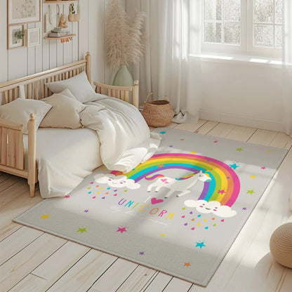 HV336G Unicorn Gri Çocuk Odası Halısı - Yumuşak, Kolay Temizlenebilir, 3 Kalite Seçeneği - HALI VAGONU