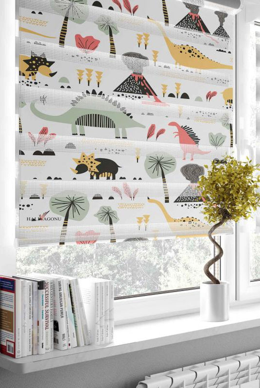 HV345 Dinozorlar Zebra Perde