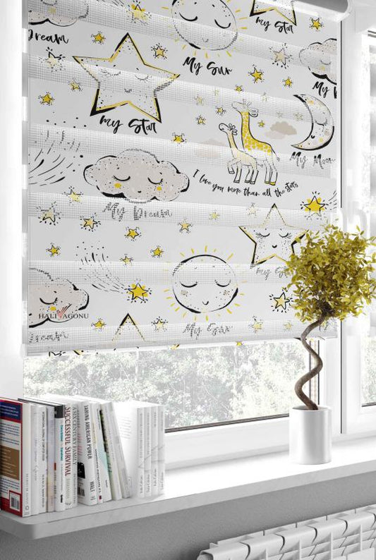 HV346 Sevimli Gökyüzü Zebra Perde