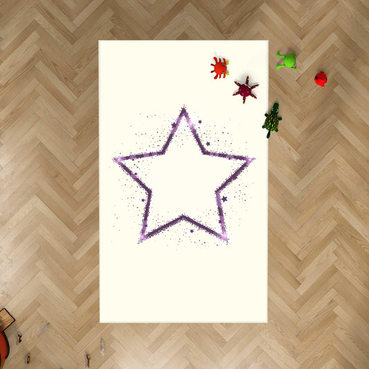 HV378 Mor Yıldız Yağmuru Çocuk Odası Halısı - Yumuşak, Kolay Temizlenebilir, 3 Kalite Seçeneği - HALI VAGONU