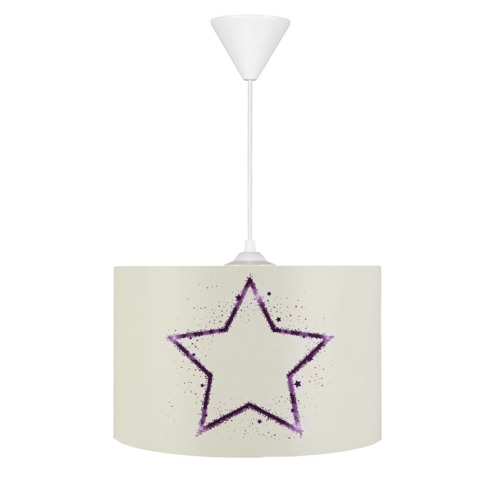 HV378 Mor Yıldızlı Krem Çocuk Odası Sarkıt Avize, 30cm çapında, leke tutmaz, temizlenebilir tasarım, ayarlanabilir yükseklik, 1*60 watt E27 duy tipi ile çocuk odalarına şıklık katıyor.