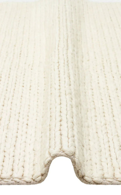 JADE BASKETWEAV CREAM Naturel Kazak Örgü Desenli El Dokuma Örgü Halı - HALI VAGONU