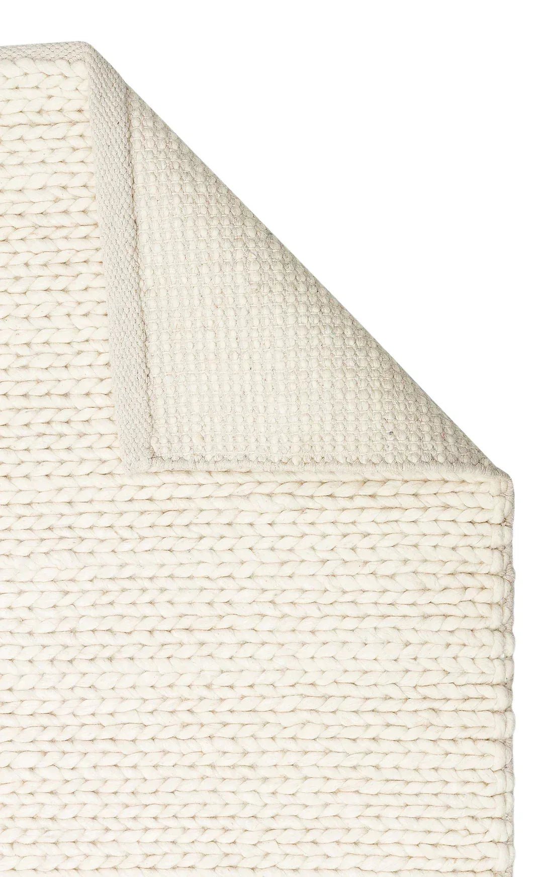 JADE BASKETWEAV CREAM Naturel Kazak Örgü Desenli El Dokuma Örgü Halı - HALI VAGONU
