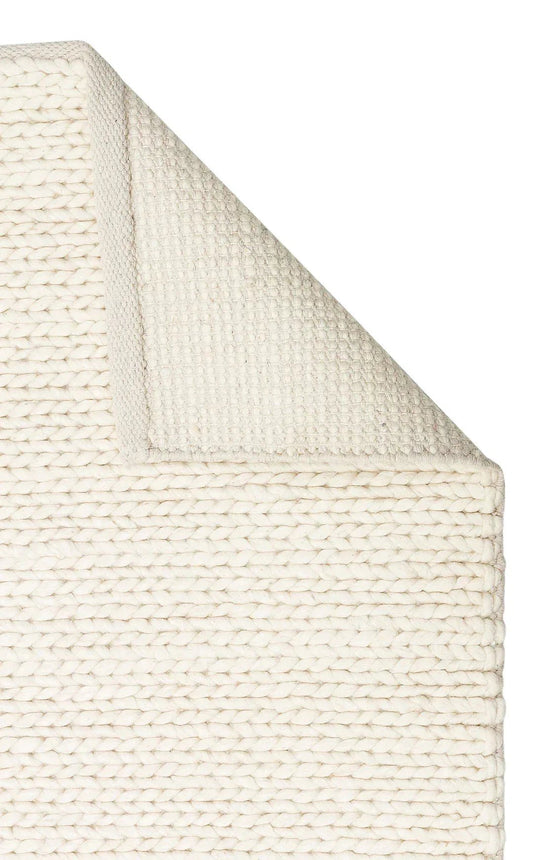 JADE BASKETWEAV CREAM Naturel Kazak Örgü Desenli El Dokuma Örgü Halı - HALI VAGONU