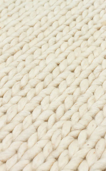 JADE BASKETWEAV CREAM Naturel Kazak Örgü Desenli El Dokuma Örgü Halı - HALI VAGONU