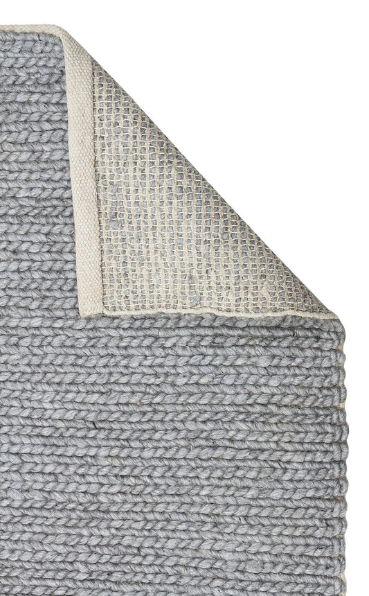 JADE BASKETWEAV GREY Naturel Kazak Örgü Desenli El Dokuma Örgü Halı - HALI VAGONU