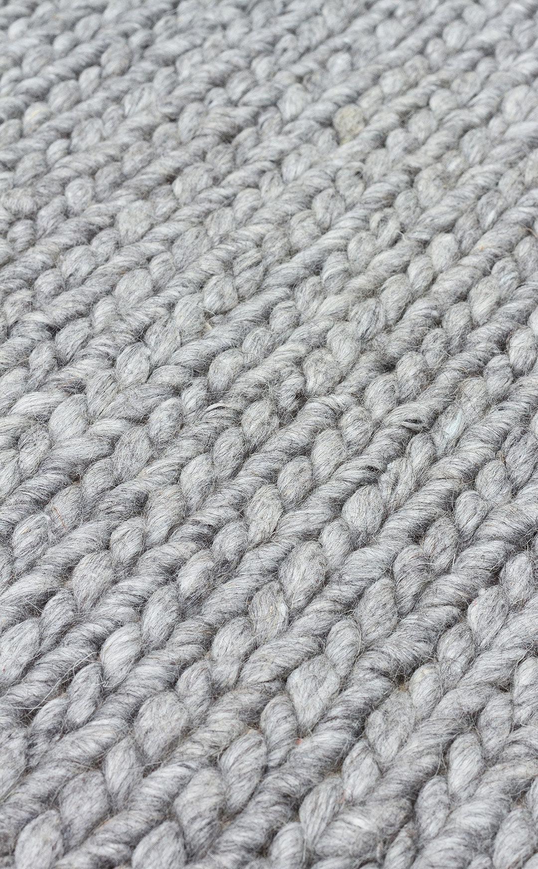 JADE BASKETWEAV GREY Naturel Kazak Örgü Desenli El Dokuma Örgü Halı - HALI VAGONU