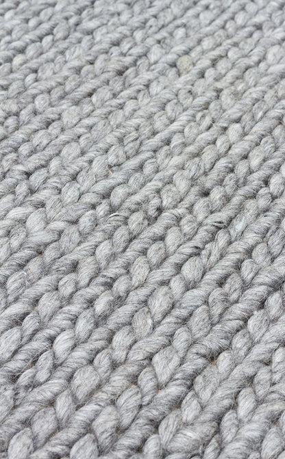 JADE BASKETWEAV GREY Naturel Kazak Örgü Desenli El Dokuma Örgü Halı - HALI VAGONU
