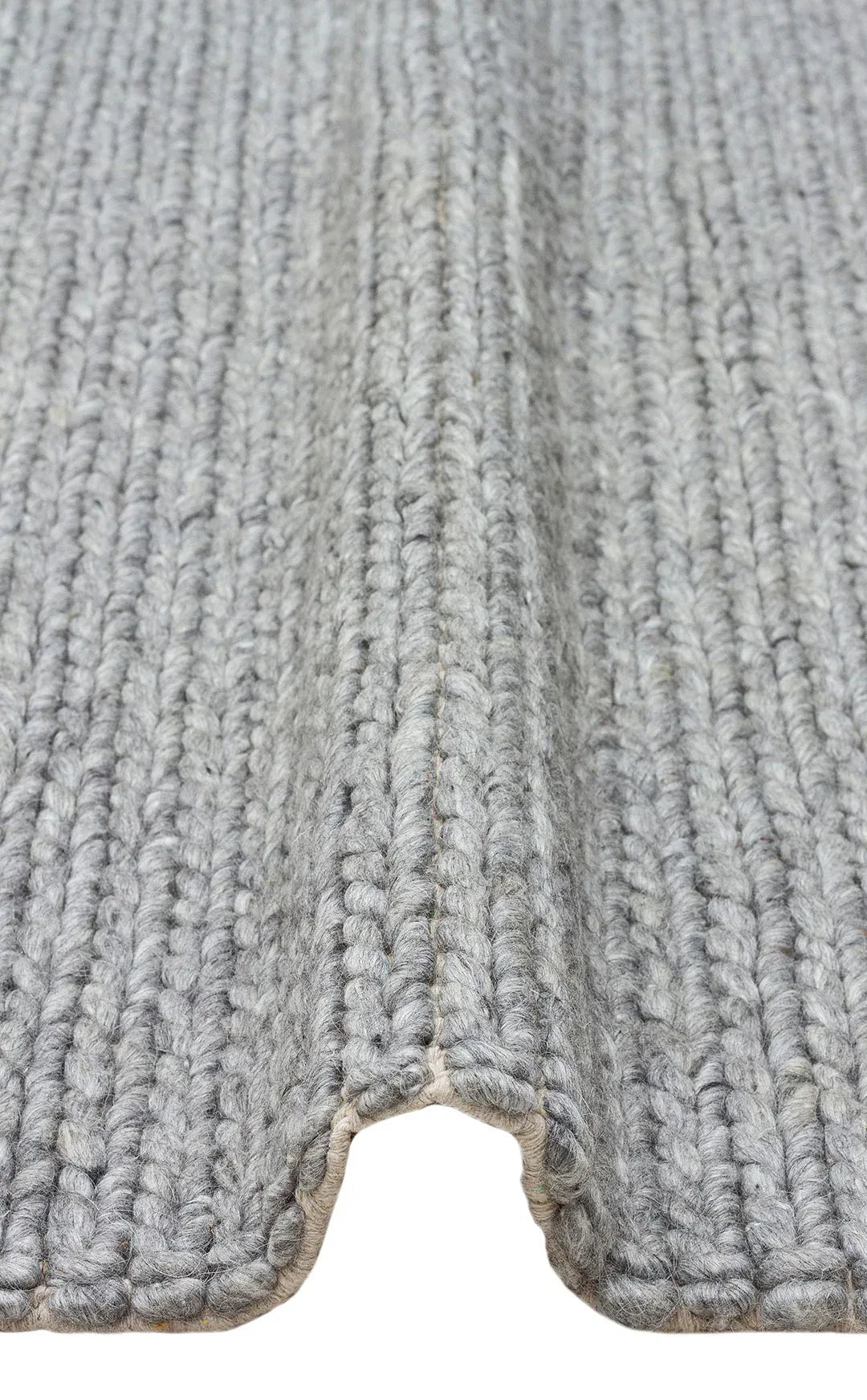 JADE BASKETWEAV GREY Naturel Kazak Örgü Desenli El Dokuma Örgü Halı - HALI VAGONU