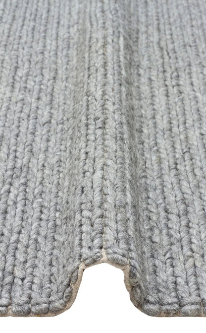 JADE BASKETWEAV GREY Naturel Kazak Örgü Desenli El Dokuma Örgü Halı - HALI VAGONU