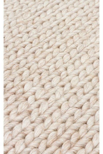 JADE BASKETWEAVE BEIGE Naturel Kazak Örgü Desenli El Dokuma Örgü Halı - HALI VAGONU