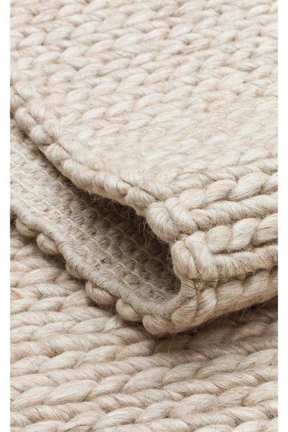 JADE BASKETWEAVE BEIGE Naturel Kazak Örgü Desenli El Dokuma Örgü Halı - HALI VAGONU