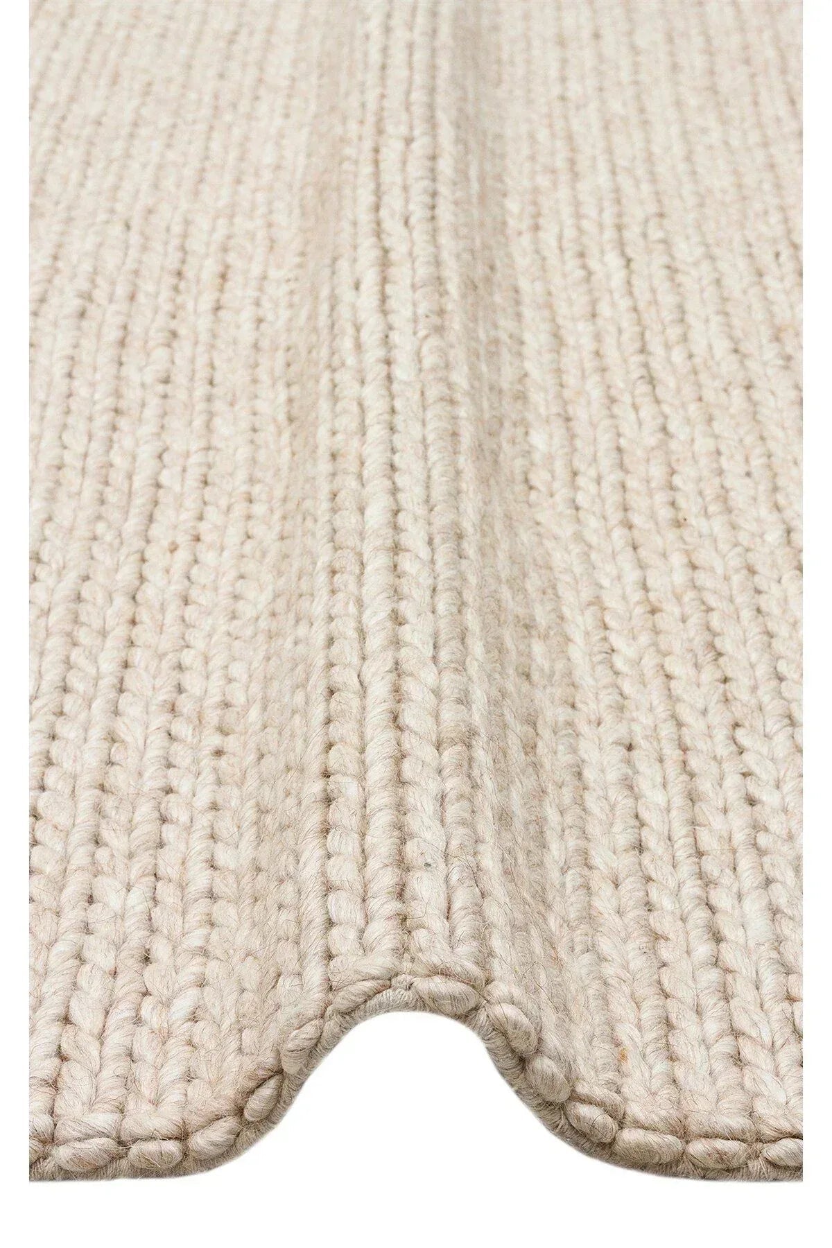 JADE BASKETWEAVE BEIGE Naturel Kazak Örgü Desenli El Dokuma Örgü Halı - HALI VAGONU