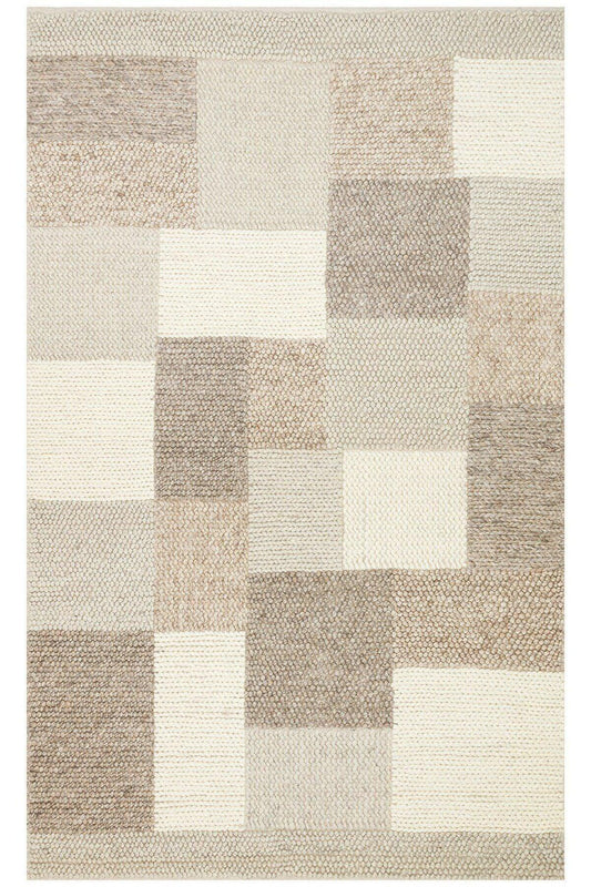 JADE CORBIN NATURAL Naturel Kazak Örgü Desenli El Dokuma Örgü Halı - HALI VAGONU