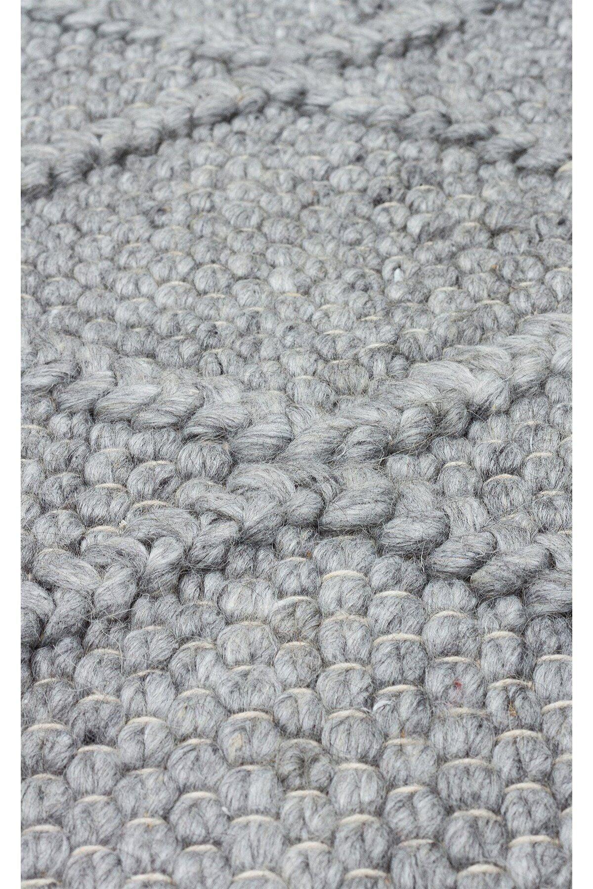 JADE DIAMOND GREY Naturel Kazak Örgü Desenli El Dokuma Örgü Halı - HALI VAGONU