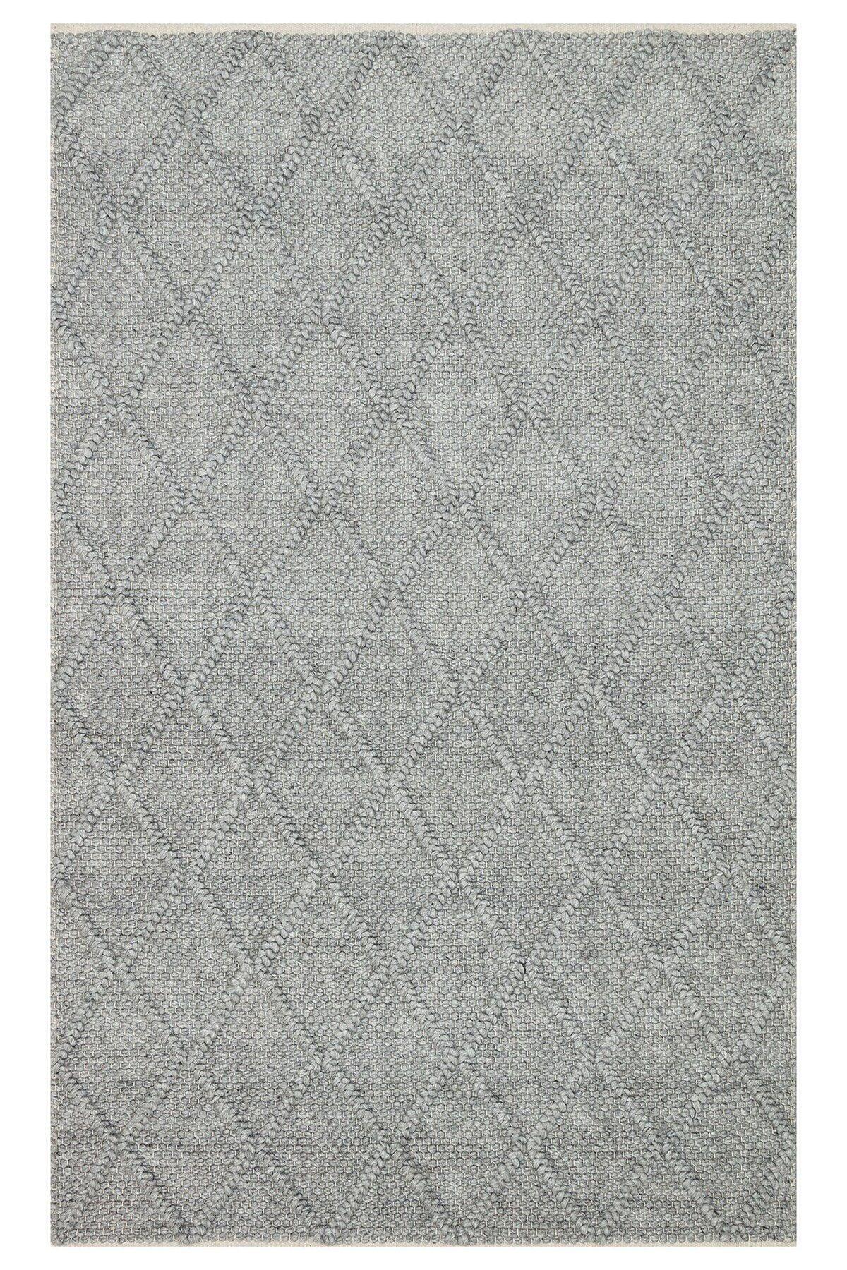 JADE DIAMOND GREY Naturel Kazak Örgü Desenli El Dokuma Örgü Halı - HALI VAGONU