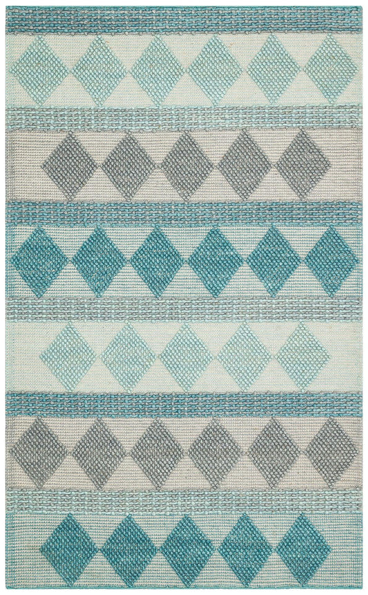 JADE JD 01 BLUE Naturel Kazak Örgü Desenli El Dokuma Örgü Halı - HALI VAGONU
