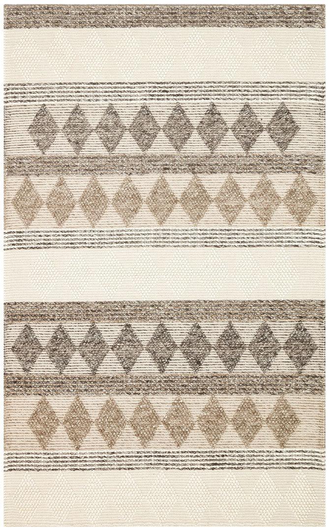 JADE JD 01 GREY Naturel Kazak Örgü Desenli El Dokuma Örgü Halı - HALI VAGONU