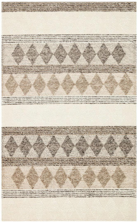 JADE JD 01 GREY Naturel Kazak Örgü Desenli El Dokuma Örgü Halı - HALI VAGONU