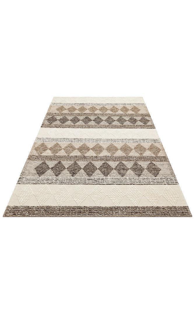 JADE JD 01 GREY Naturel Kazak Örgü Desenli El Dokuma Örgü Halı - HALI VAGONU