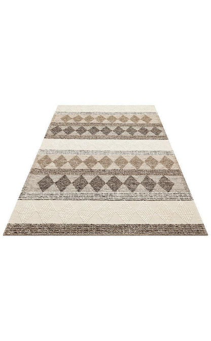 JADE JD 01 GREY Naturel Kazak Örgü Desenli El Dokuma Örgü Halı - HALI VAGONU