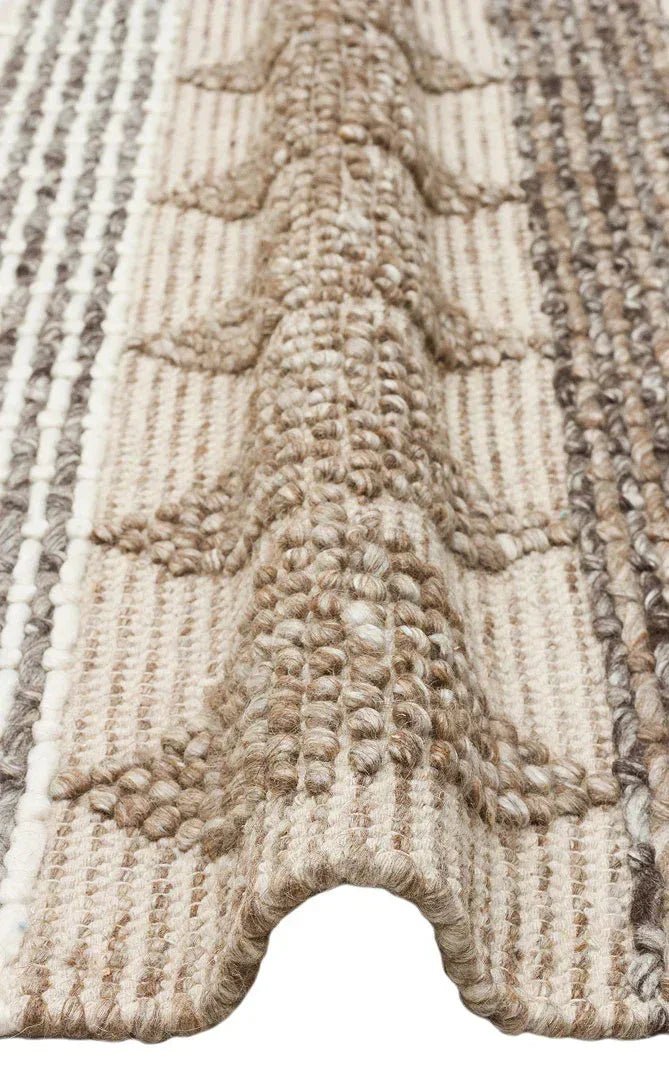 JADE JD 01 GREY Naturel Kazak Örgü Desenli El Dokuma Örgü Halı - HALI VAGONU