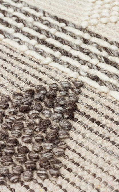 JADE JD 01 GREY Naturel Kazak Örgü Desenli El Dokuma Örgü Halı - HALI VAGONU