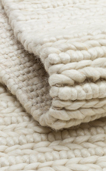 JADE JD 07 WHİTE Naturel Kazak Örgü Desenli El Dokuma Örgü Halı - HALI VAGONU