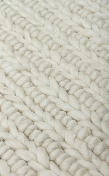 JADE JD 07 WHİTE Naturel Kazak Örgü Desenli El Dokuma Örgü Halı - HALI VAGONU