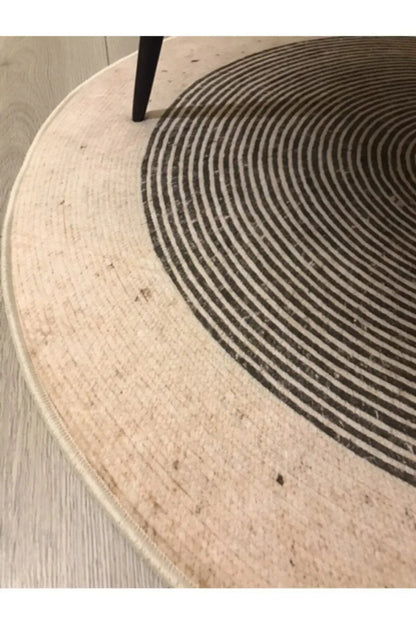 Jüt Efektli Dijital Baskılı Yuvarlak Halı - Jute08 - HALI VAGONU